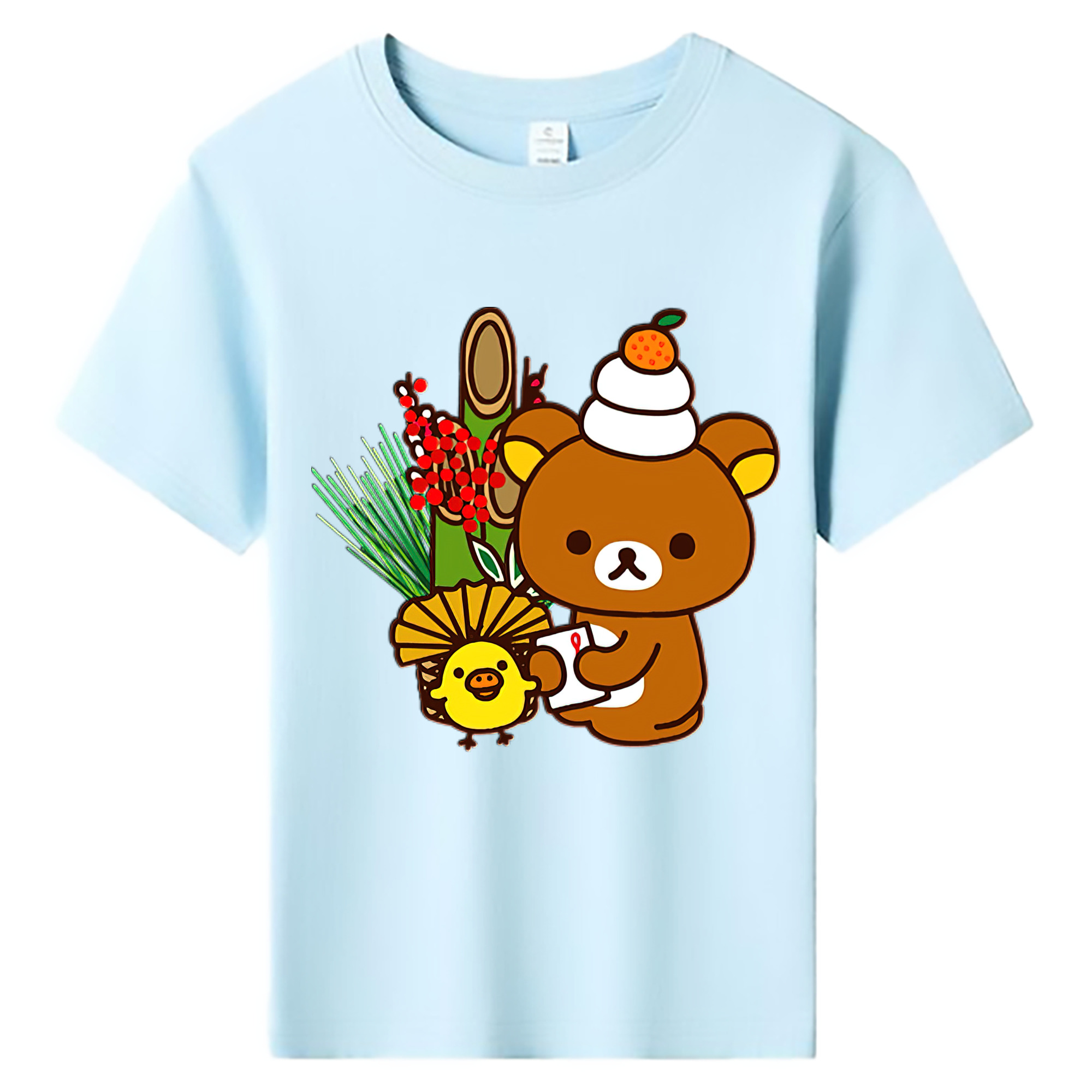 （画像用） リラックマ リラックマ キイロイトリ Rilakkuma Korilakkuma Kiiroitori 綿100％キッズTシャツ（フロントプリント）